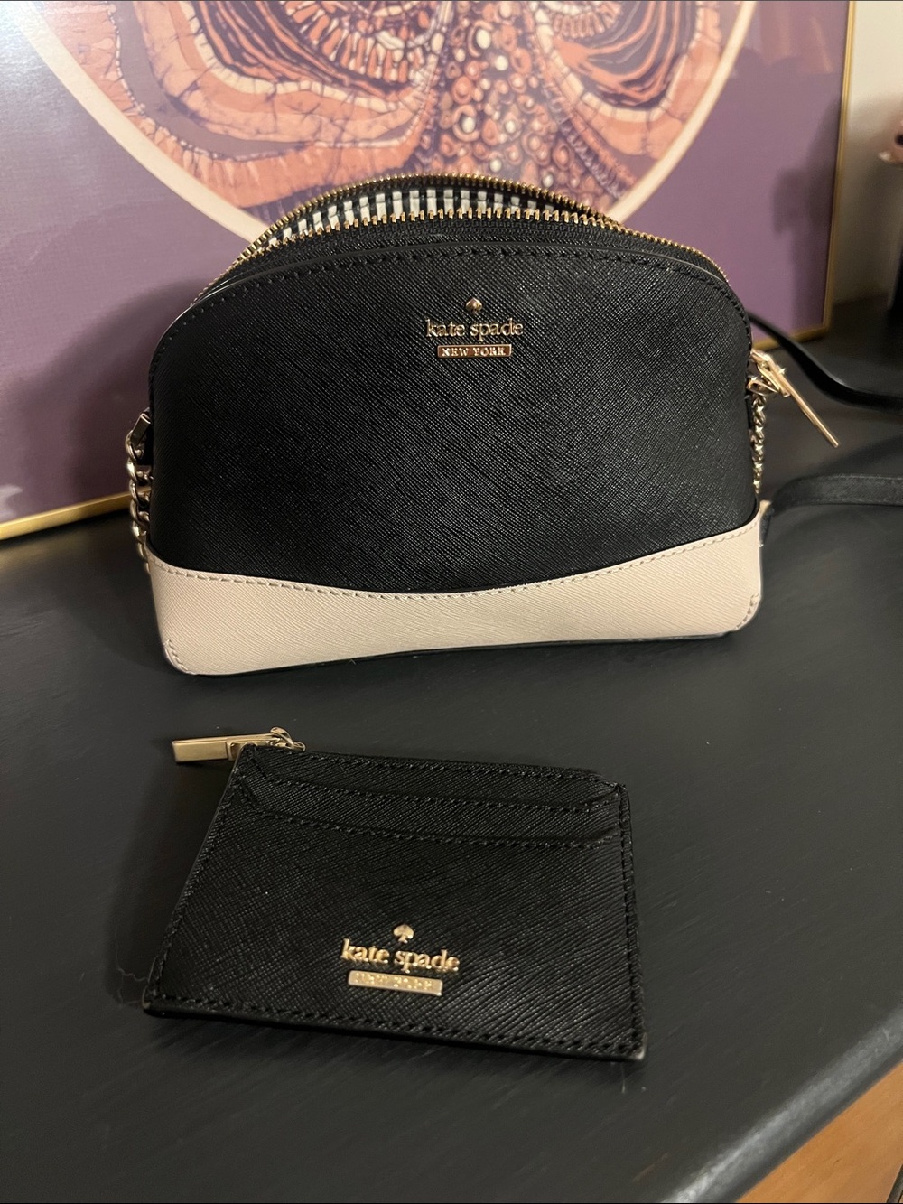 Kate Spade Saffiano Leather Colorblock Dome Crossbody and Card Holder